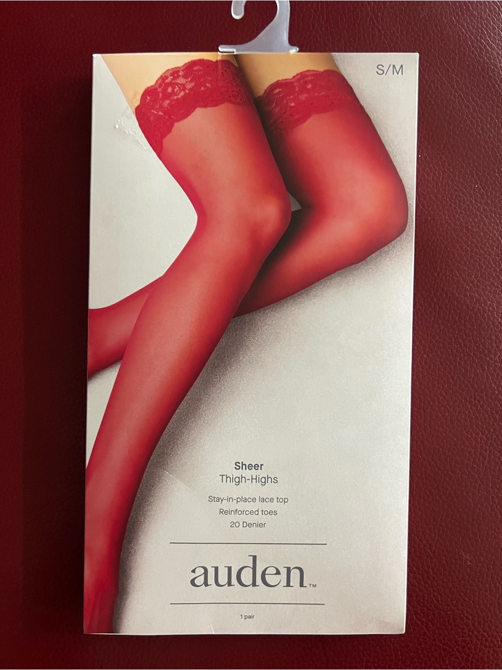 Auden Sheer Thigh-Highs in Red